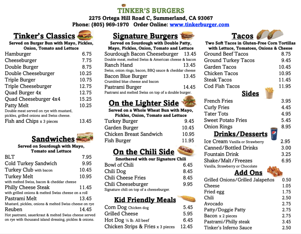 Tinker Burger – Fast Food Restaurant in Summerland, CA